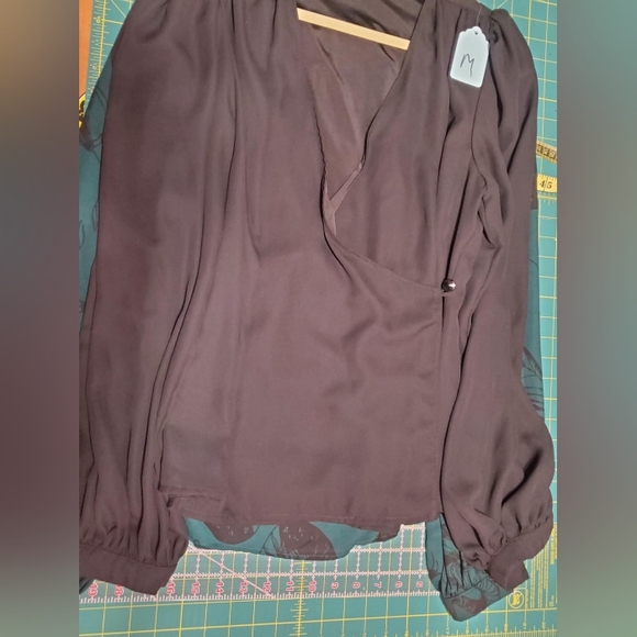 Backlot Georgette Wrap Top in Black - Picture 9 of 15